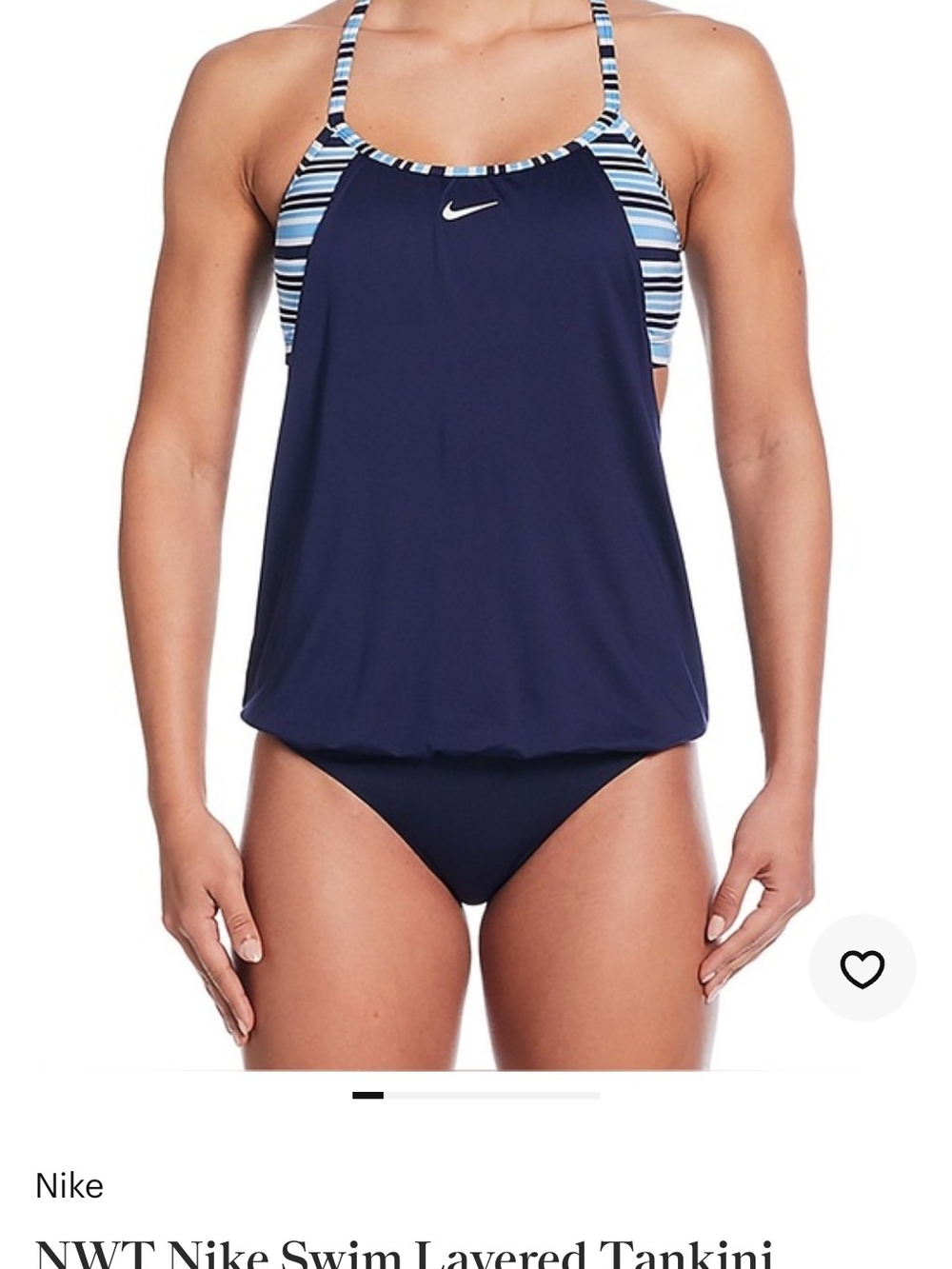 Nike Navy Swim Tankini with Blue Stripe Accents